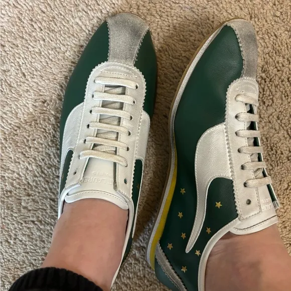 NEW in box Saint Laurent Green Jay Star Sneakers Imperial Gr…