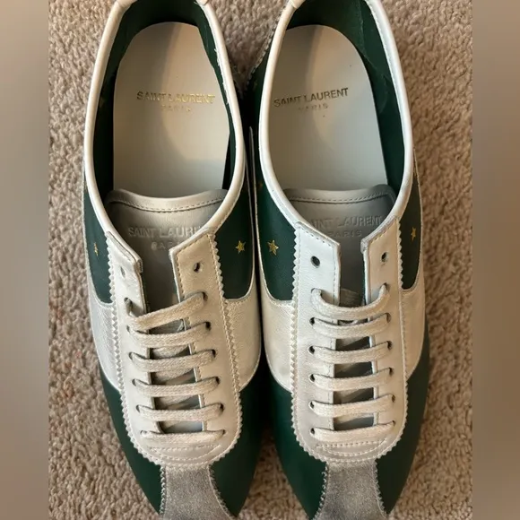 NEW in box Saint Laurent Green Jay Star Sneakers Imperial Gr…