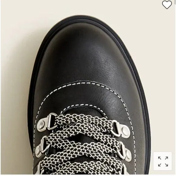 NEW J. Crew Black Leather Hiking Boots