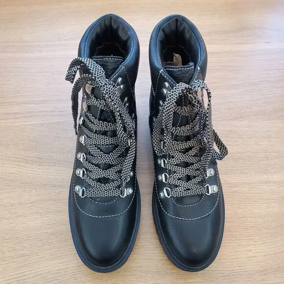 NEW J. Crew Black Leather Hiking Boots