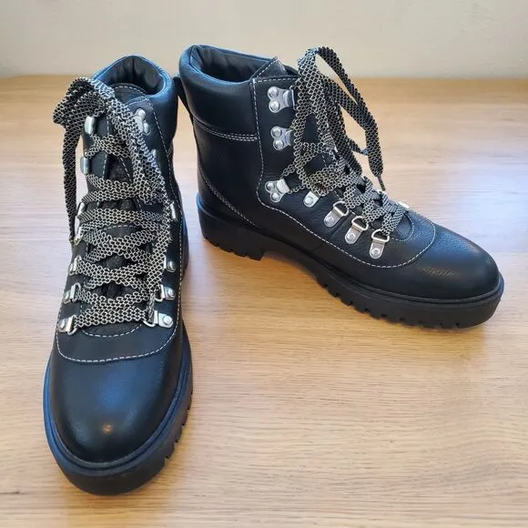 NEW J. Crew Black Leather Hiking Boots