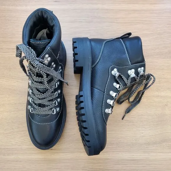 NEW J. Crew Black Leather Hiking Boots