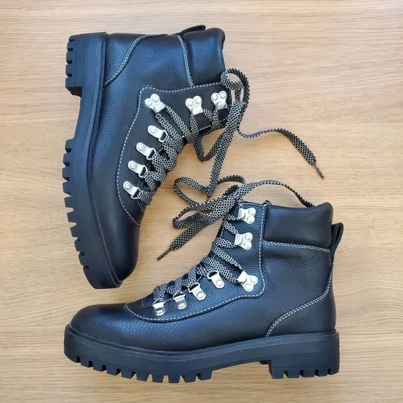 NEW J. Crew Black Leather Hiking Boots