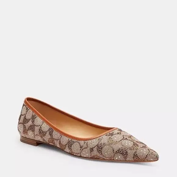 NEW Limited Coach Daphne Flat Crystal Signature Jacquard Woman Shoes CW991 us 6