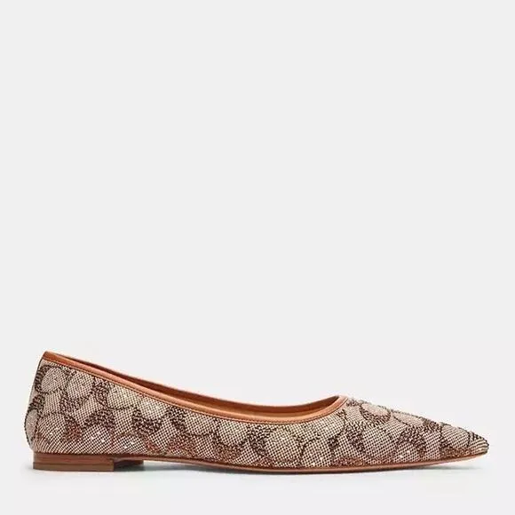 NEW Limited Coach Daphne Flat Crystal Signature Jacquard Woman Shoes CW991 us 6