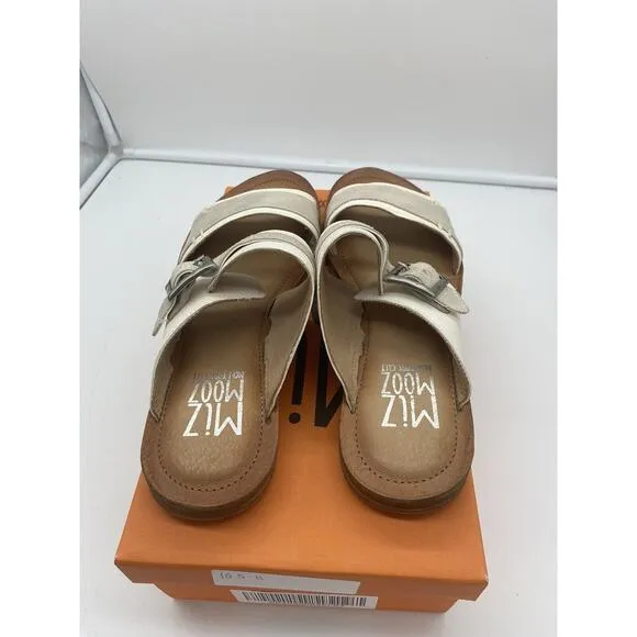 New Miz Mooz Florra Leather‎ Double Band Slide Sandals Linen US 10.5-11 EU 42