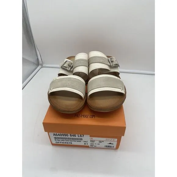 New Miz Mooz Florra Leather‎ Double Band Slide Sandals Linen US 10.5-11 EU 42