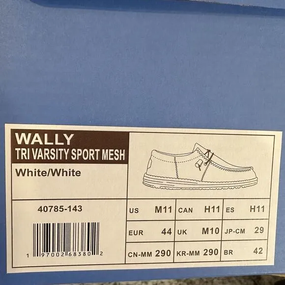 New NIB Hey Dude Wally Tri Varsity Sport Mesh Colorblock Shoes Loafers Size 11 M