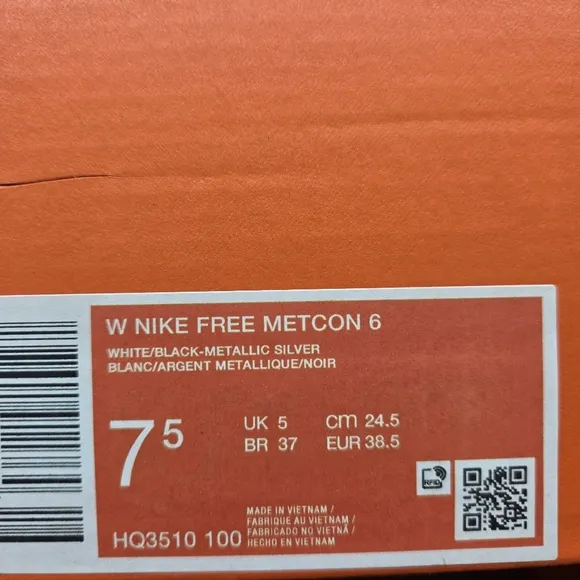 New Nike Free Metcon 6 'White Silver Black' Women's Workout Shoes Size 7.5