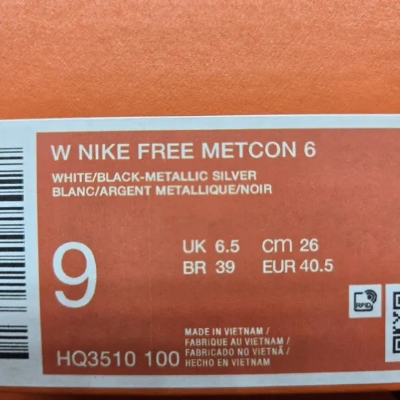 New Nike Free Metcon 6 'White Silver Black' Women's Workout Shoes Size 9