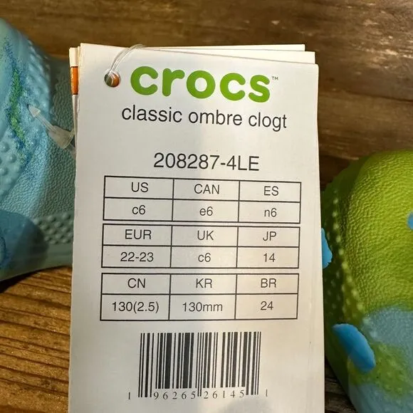 New NWT Little Kids Crocs Classic Ombre Blue Sandals Clogs Shoes Size 6‎ C