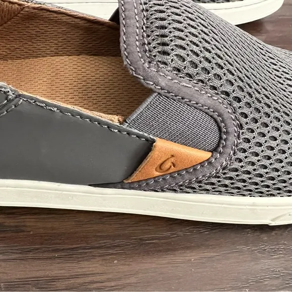 New Olukai Pehuea Gray Slip-On Shoes women’s size 6.5