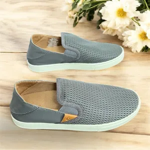 New Olukai Pehuea Gray Slip-On Shoes women’s size 6.5