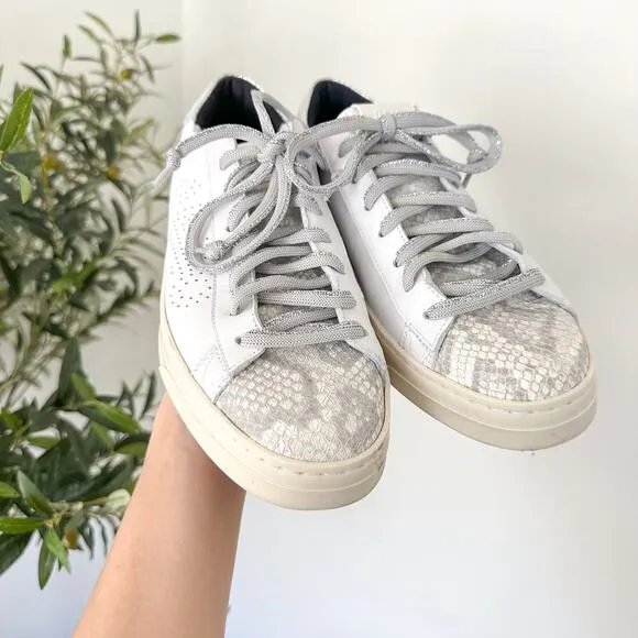NEW P448 John Molly Low Top Lace Up Leather Sneakers Coyote White 39