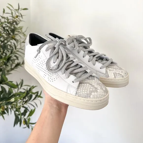 NEW P448 John Molly Low Top Lace Up Leather Sneakers Coyote White 39