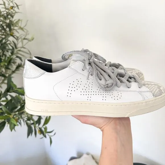 NEW P448 John Molly Low Top Lace Up Leather Sneakers Coyote White 39