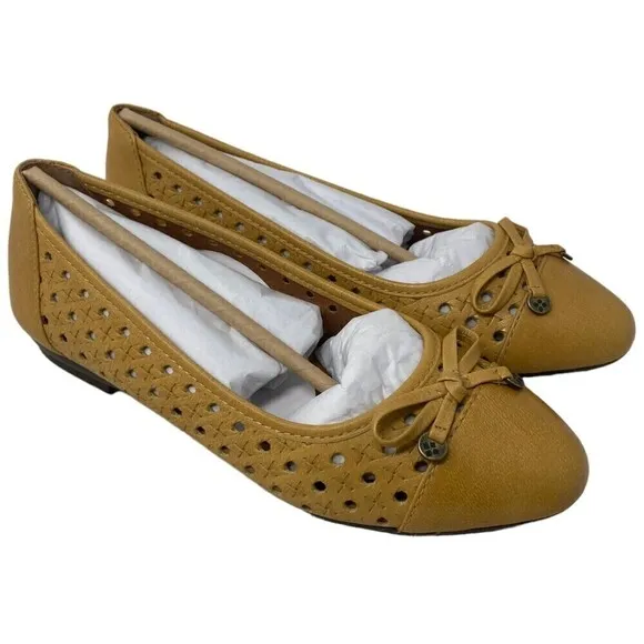 NEW Patricia Nash Bettina Womens Size 7 Flat Shoes Ochre Tan Leather NIB