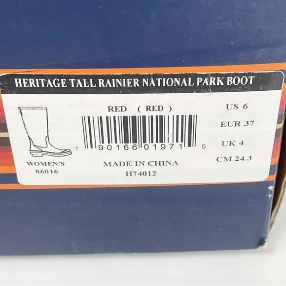 NEW Pendleton Heritage Rainier National Park Tall Rain Boots Red 6