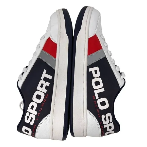NEW Polo Ralph Lauren Sport Boy's Belden Red White Blue Sneakers Shoes Size 4.5