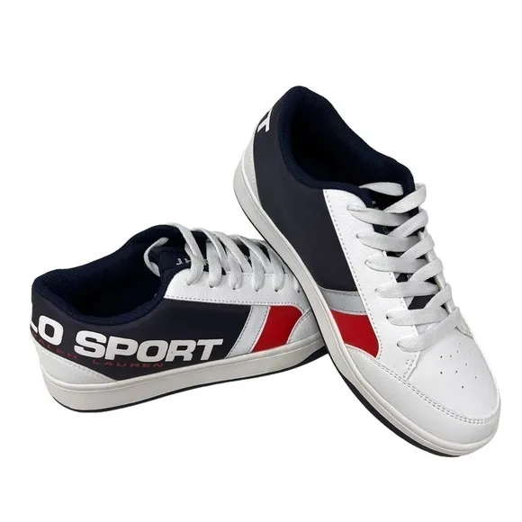 NEW Polo Ralph Lauren Sport Boy's Belden Red White Blue Sneakers Shoes Size 4.5