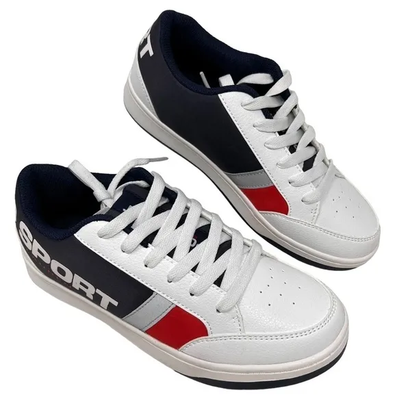 NEW Polo Ralph Lauren Sport Boy's Belden Red White Blue Sneakers Shoes Size 4.5