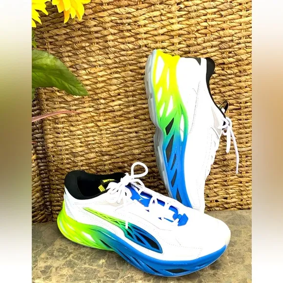 NEW Puma Exotek Nitro Facades Lace Up White Athletic Trainer Sneakers 39493001