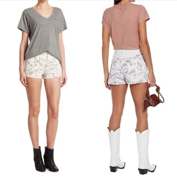 NEW RAG &amp; BONE ELLIE FLORAL HIGH RISE DENIM SHORTS