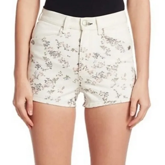 NEW RAG &amp; BONE ELLIE FLORAL HIGH RISE DENIM SHORTS