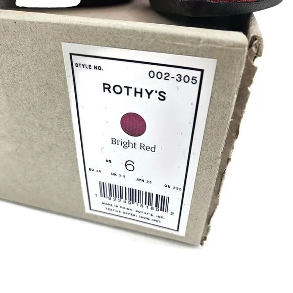 New Rothy's The Point Bright Red Womens 6 Rothys Flat Shoes