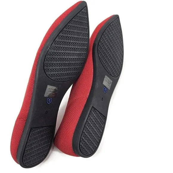 New Rothy's The Point Bright Red Womens 6 Rothys Flat Shoes