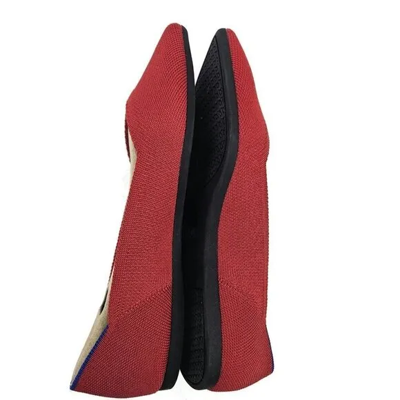 New Rothy's The Point Bright Red Womens 6 Rothys Flat Shoes