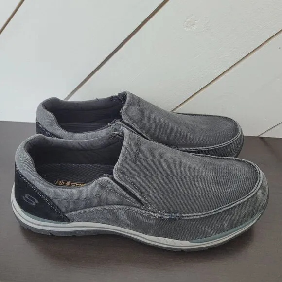 NEW Skechers Vintage Wash Mens 12 Relaxed Extra Wide Black Slip-On Shoes// 12PT