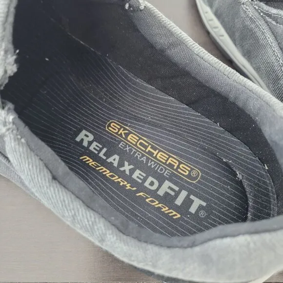 NEW Skechers Vintage Wash Mens 12 Relaxed Extra Wide Black Slip-On Shoes// 12PT