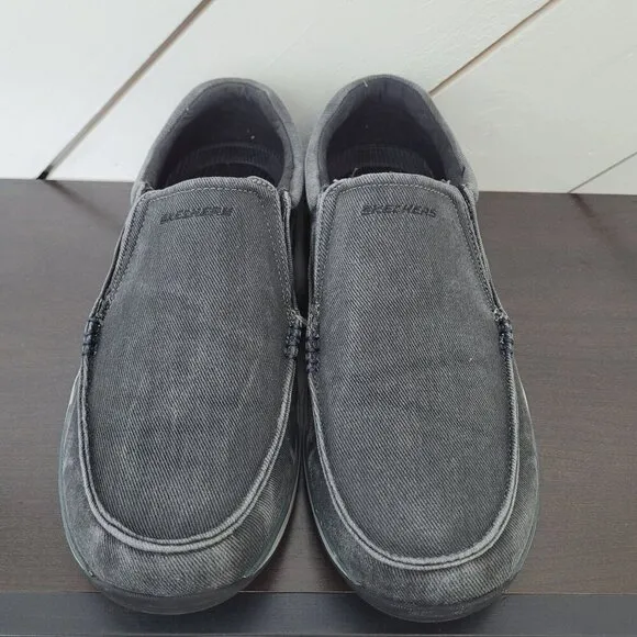 NEW Skechers Vintage Wash Mens 12 Relaxed Extra Wide Black Slip-On Shoes// 12PT