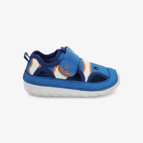 NEW Stride Rite Sizes 5- 6 (M &amp; W) Baby Boys Splash Sandal - Blue Clownfish