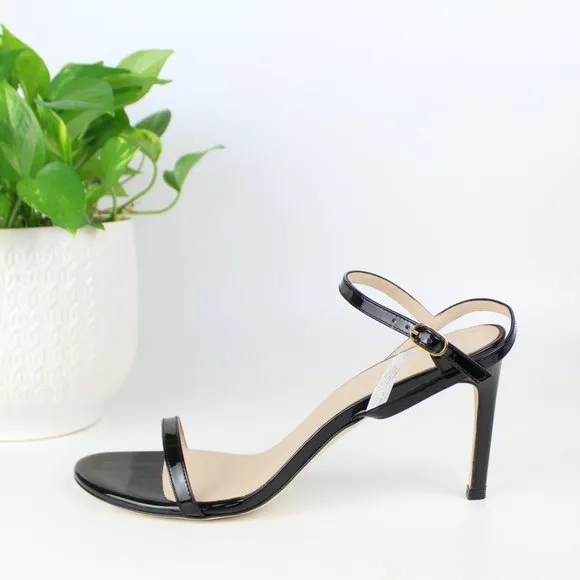 New Stuart Weitzman Kassidy Black Leather Heeled Sandal | Chic &amp; Timeless