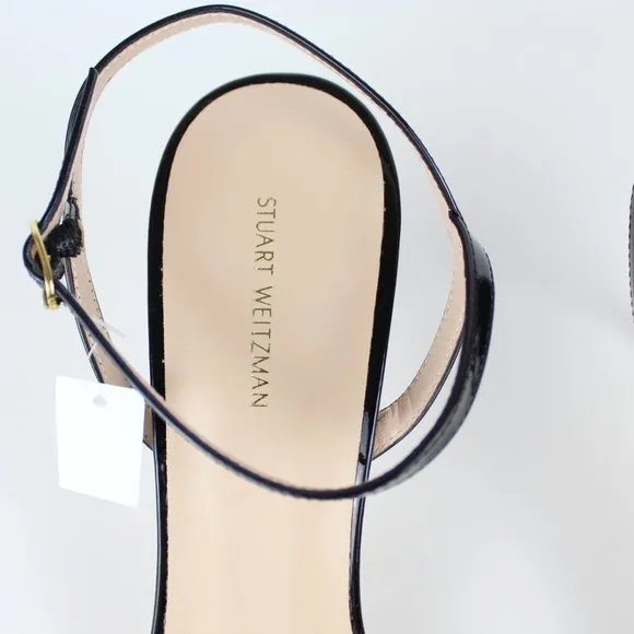 New Stuart Weitzman Kassidy Black Leather Heeled Sandal | Chic &amp; Timeless