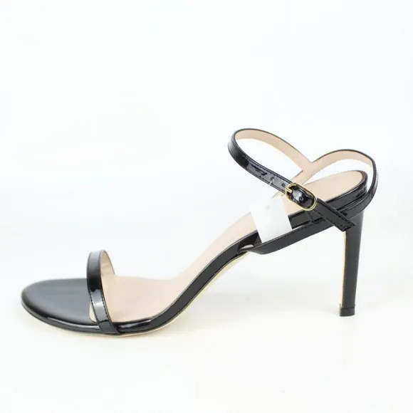 New Stuart Weitzman Kassidy Black Leather Heeled Sandal | Chic &amp; Timeless