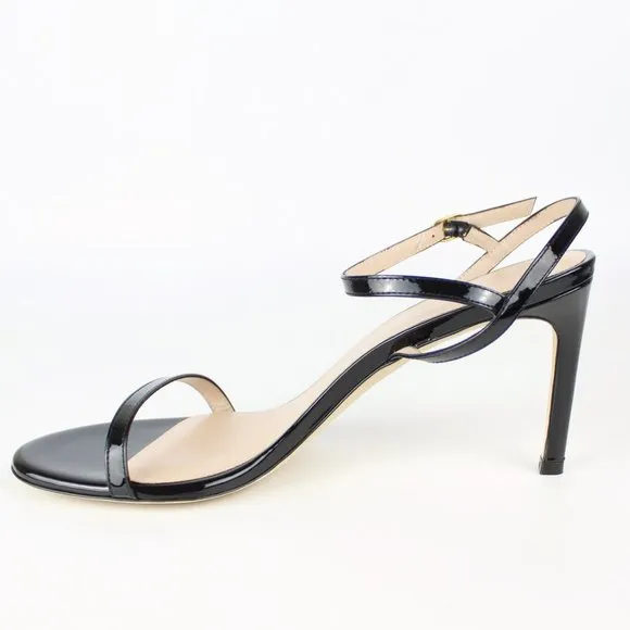 New Stuart Weitzman Kassidy Black Leather Heeled Sandal | Chic &amp; Timeless