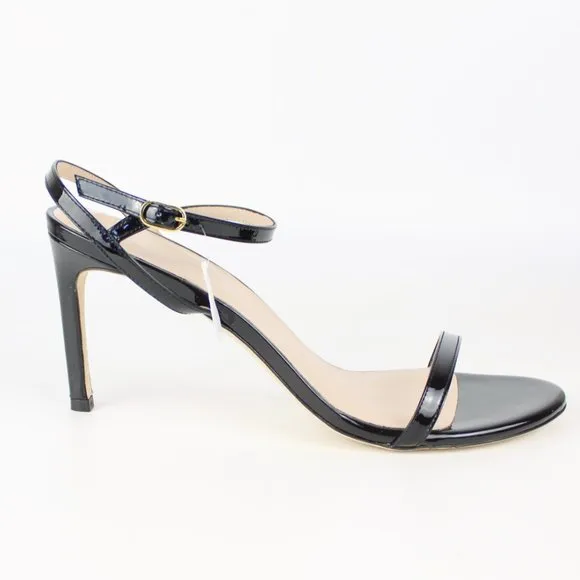 New Stuart Weitzman Kassidy Black Leather Heeled Sandal | Chic &amp; Timeless