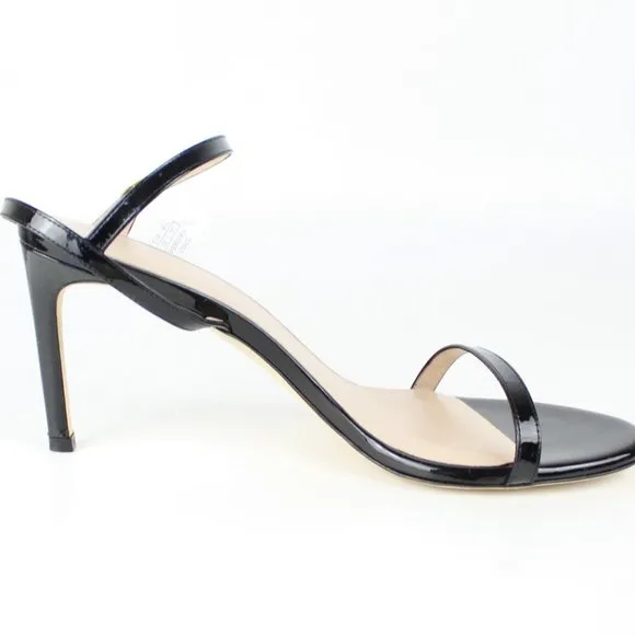 New Stuart Weitzman Kassidy Black Leather Heeled Sandal | Chic &amp; Timeless