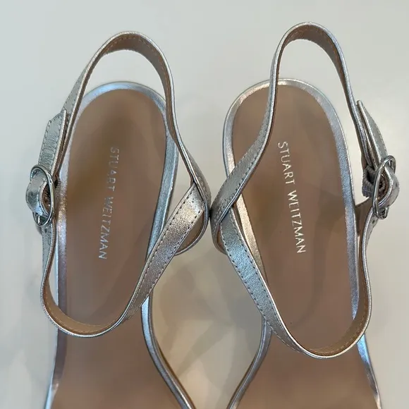 New Stuart Weitzman Silver Women's Sandals. Size 8. Dust bag included.