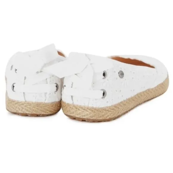 New UGG Australia White Girls Tassy Eyelet Flat Slip