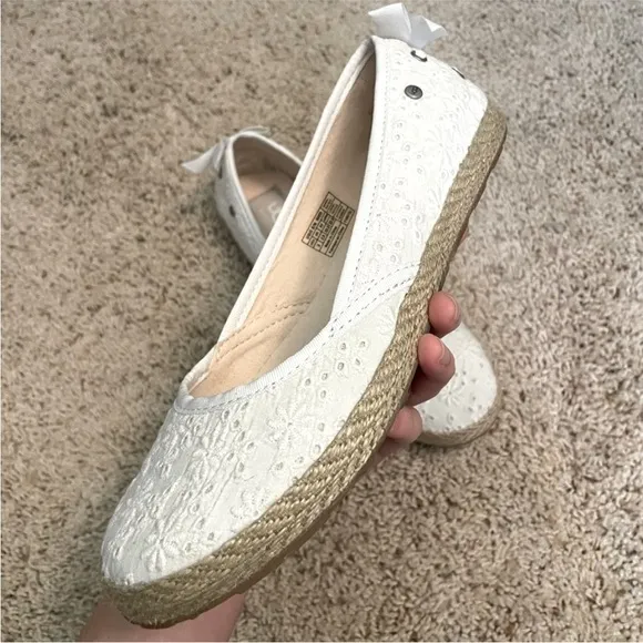New UGG Australia White Girls Tassy Eyelet Flat Slip