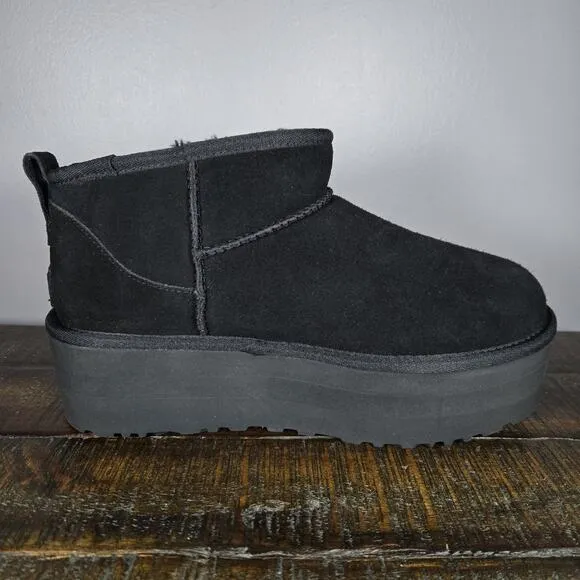 NEW UGG Classic Ultra Mini Platform Womens Size 9 Slip On Shoes Boots Black