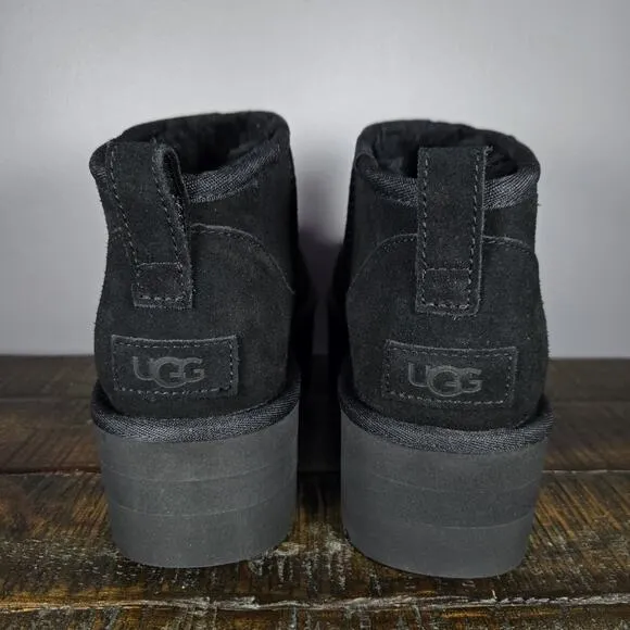 NEW UGG Classic Ultra Mini Platform Womens Size 9 Slip On Shoes Boots Black
