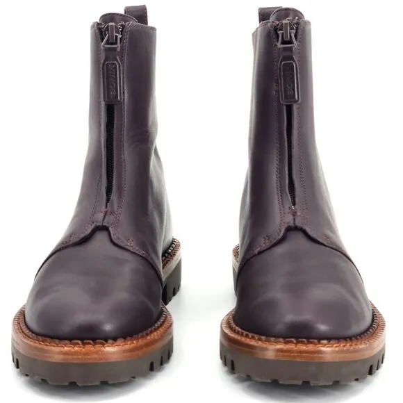 New Vince Cabria Front Zip Combat Boots Booties Water Resistant Size 5 Brown