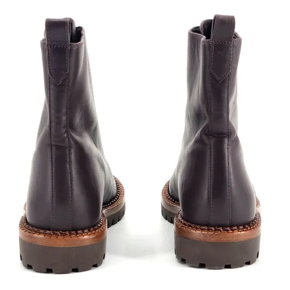New Vince Cabria Front Zip Combat Boots Booties Water Resistant Size 5 Brown