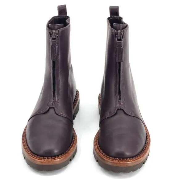 New Vince Cabria Front Zip Combat Boots Booties Water Resistant Size 5 Brown