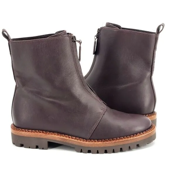 New Vince Cabria Front Zip Combat Boots Booties Water Resistant Size 5 Brown